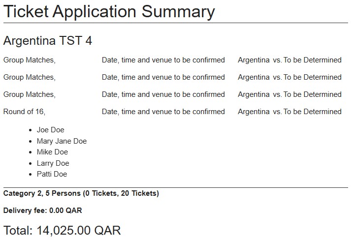 Application Summary Qatar 2022
