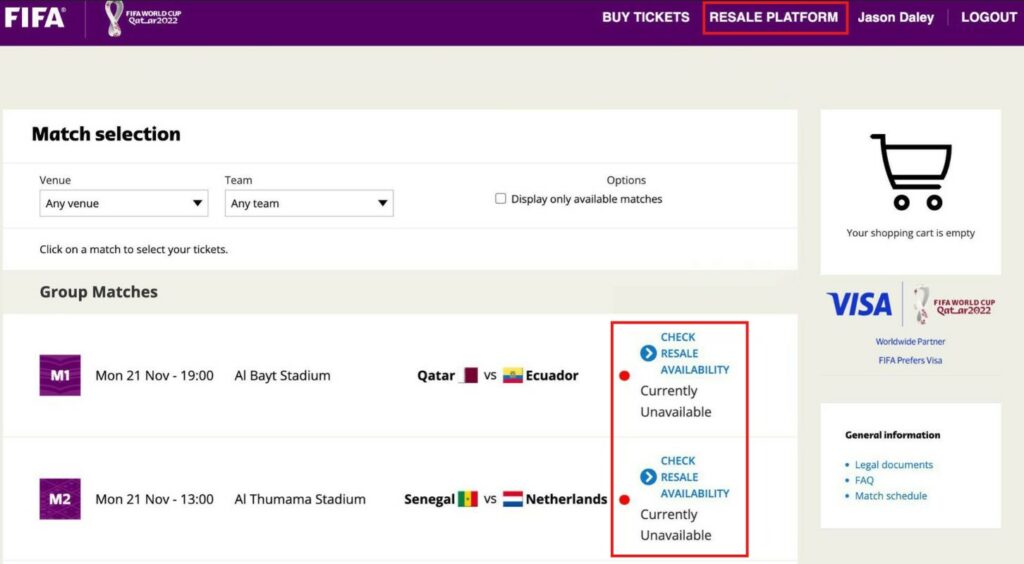 FIFA Ticketing Resale
